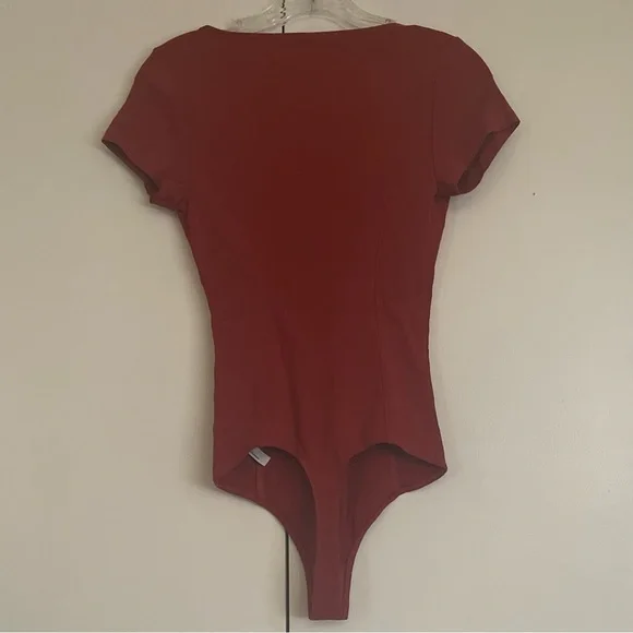 NWOT FREE PEOPLE Intimately Women’s Bodysuit Deep Conversations Sunset Red - Picture 7 of 14